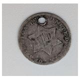 1853 Three Cent 75% Silver Coin