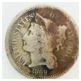 1869 3 Cent Coin AKA 3 Cent Nickel