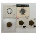 5 Indian Head Pennies