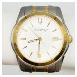 Like New Bulova Two Tone Date Watch Silver Dial