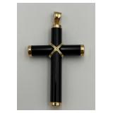 14K Gold Onyx Cross Pendant