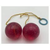 Vintage Red Glitter Acrylic Clackers