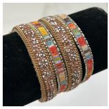 Fancy Jeweled Leather Bracelet