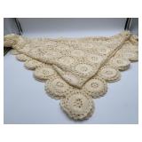 Vintage Hand-crocheted Cream Lace Tablecloth