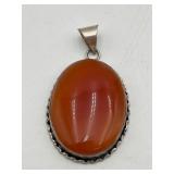 925 Natural Carnelian Cabochon Pendant