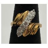 Gold-tone & CZ Fashion Cocktail Ring