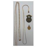 4 Miscellaneous Gold-tone Jewelry Pieces