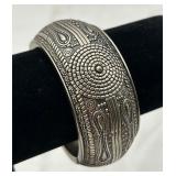 Wide Hinged Metal Bangle Bracelet