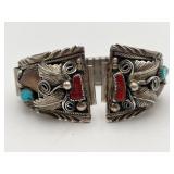 925 Vtg  M. Thomas Jr Native American Watch Cuff