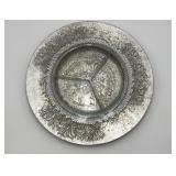 VTG Lazy Susan serving tray w/divided glass dish