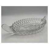 Vtg Fostoria American Cube Clear Oval Relish Dish