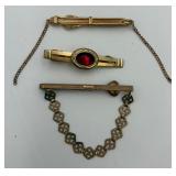 3 Vtg. Gold-tone Tie Tacks