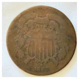 1865 2 Cent Coin