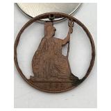 VTG Great Britain Pre-decimal Bronze Coin Pendant