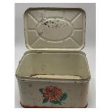 Antique Metal Floral Bread Box 1960