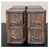 Vintage pair of stacked wooden cabinets