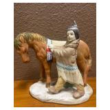 Native Girl w/Her Pony Porcelain Figurine