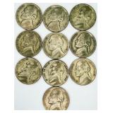 10 1942-1945 Jefferson Wartime Nickels