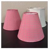 Red/White Checker Lamp Shades, Ivory Shade