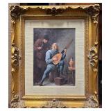 A Man Playing a Lute in an Interior Print-Teniers