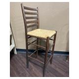 Wooden Bar Stool w/Woven Rush Seat