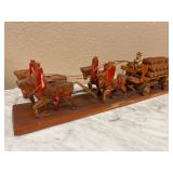 Vtg Hand-carved/painted Wooden German Beer Wagon