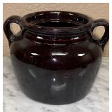 Brown Glazed 2 Handle Vintage Crock