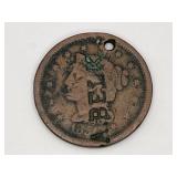 1856 US Large Cent Counterstruck w/A. Belk Coin