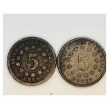 2-1869 Shield Nickels