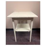 White Wooden Two-tier Accent Side Table
