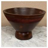 vintage dark brown turned-wood footed bowl