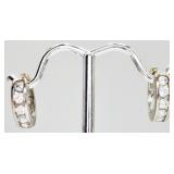 Sterling Silver CZ Hoop Earrings