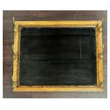 Antique Wood Framed Mirror w/ Brass Hooks