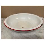 Vintage White Porcelain Enamelware Wash Basin