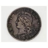 1885 Argentina Dos Centavos Bronze Coin