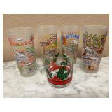 VTG Frosted Highball Tumblers & Holly Glass