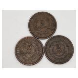 3-1864 2 Cent Coins