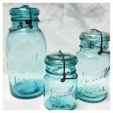 3 Ball Jars w/ Glass Lids