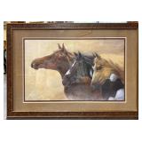 Vtg. Signed Print Titled ï¿½Wild Horsesï¿½