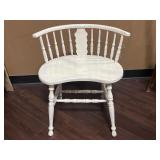 Vtg White Wooden Kidney-shaped Vanity Chair