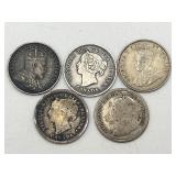 5-92.5% Silver Canada 5 Cent Coins