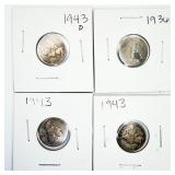 4 Mercury Dimes 90% Silver