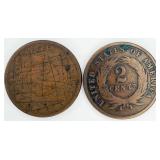 1865 & 1871 2 Cent Coins