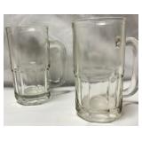 2 Heavy Paneled Clear Glass Mugs