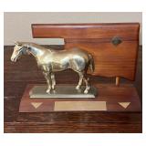 Trophy Brass Horse Mount to Wooden Plaque