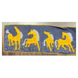 Table Runner Tan Horses on Blue