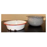 Vintage White/Red & Gray Enamel Dishes
