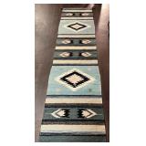 Navajo Style Pink/Baby Blue/Black Floor Runner