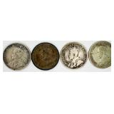 4 Canada 10 Cent Coins 92.5% Silver