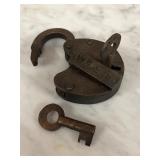 Antique Cast Brass or Bronze Warded Padlock